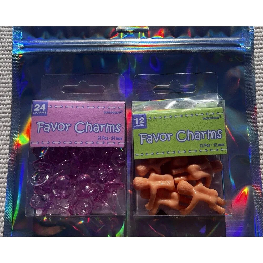 Amscan Baby Shower Favor Charms Lot Pacifiers & Babies 36 Pc New